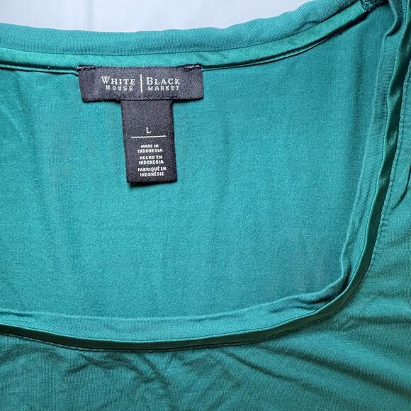 White House Black Market Teal Scoop Neck Stretch Tee Size L - Picture 6 of 8